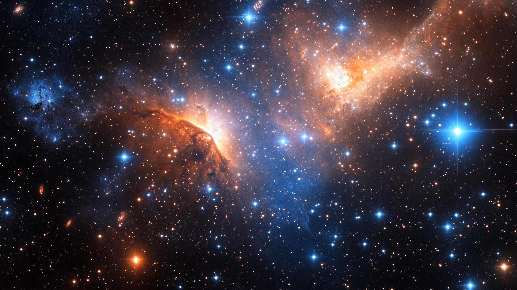 A cosmic vista unveils a mesmerizing tapestry of celestial wonders, illuminated by the radiant glow of stars and distant galaxies. photo