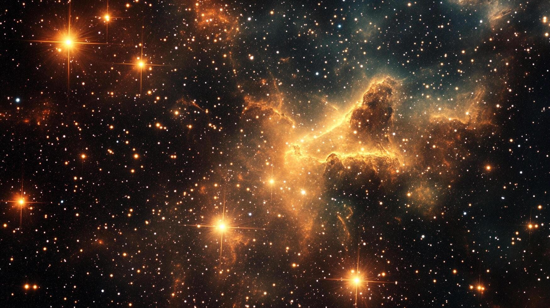 A breathtaking view of a nebula, glowing with cosmic colors and surrounded by distant stars in the vast expanse of space. photo