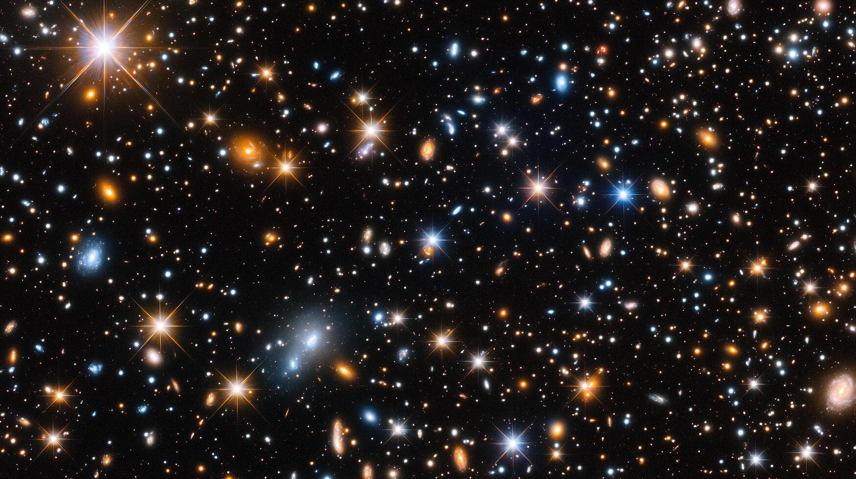 A breathtaking view of distant galaxies and stars, twinkling across the vast expanse of space in a cosmic dance of light and gravity. photo