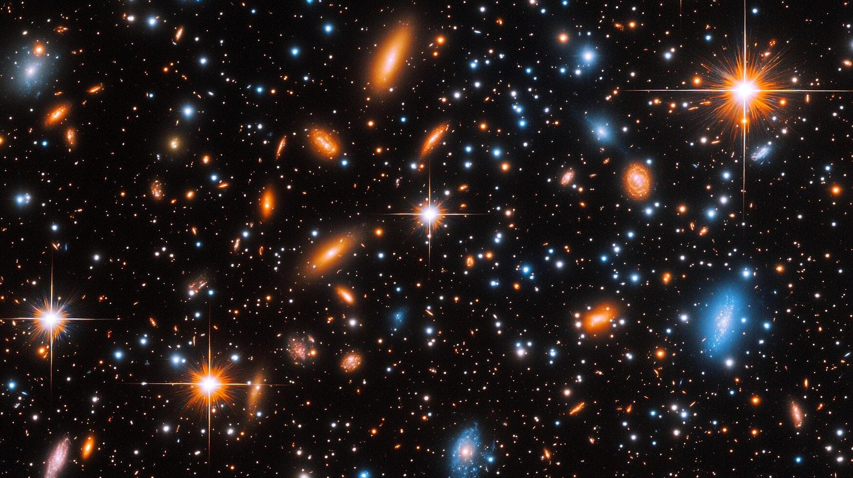 Distant galaxies shine in a breathtaking cosmic tapestry, revealing the universe's beauty and scale with countless stars and celestial bodies. photo