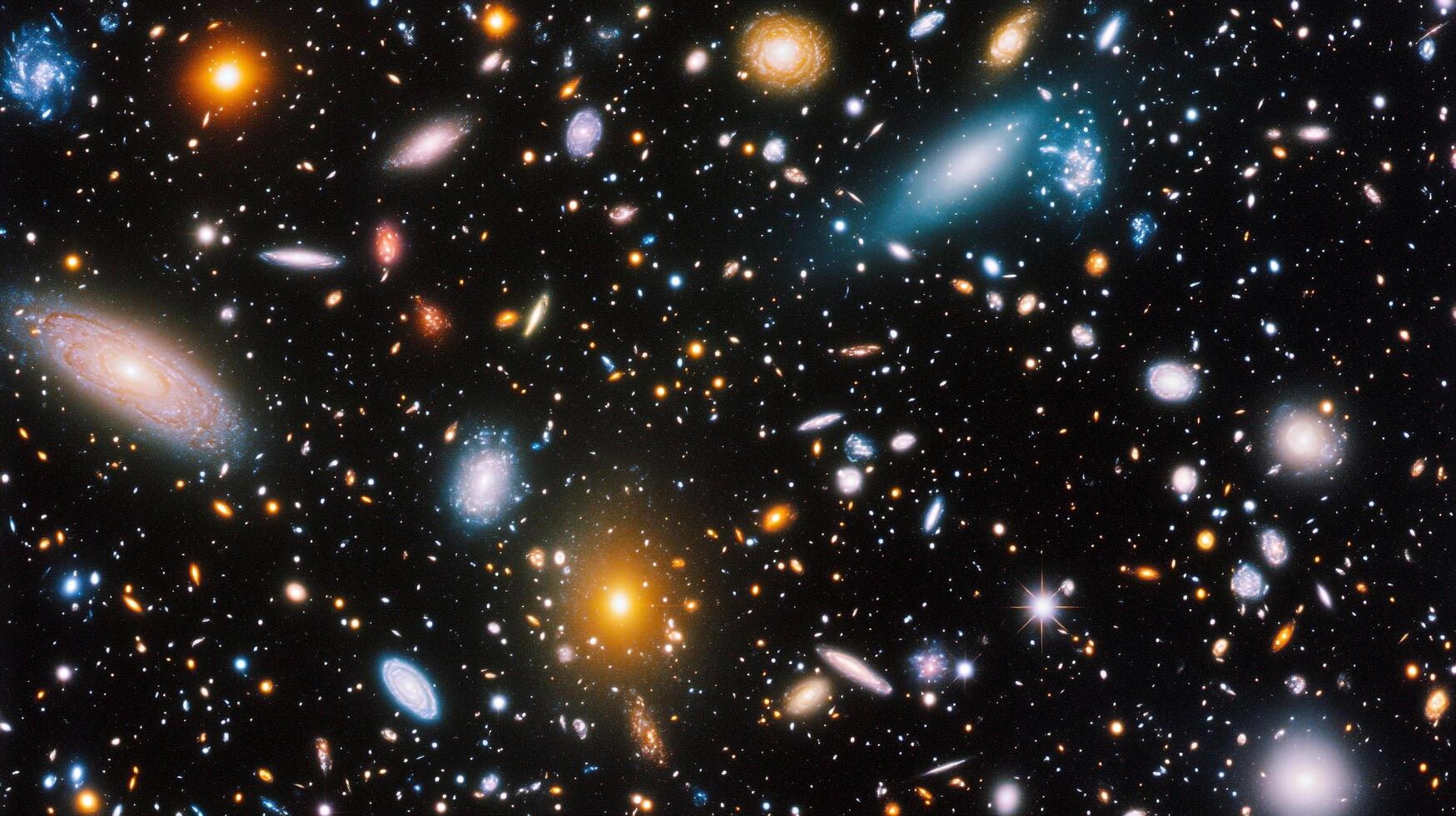 A breathtaking view into the universe, showing countless galaxies scattered across the dark expanse of space, each holding billions of stars. photo