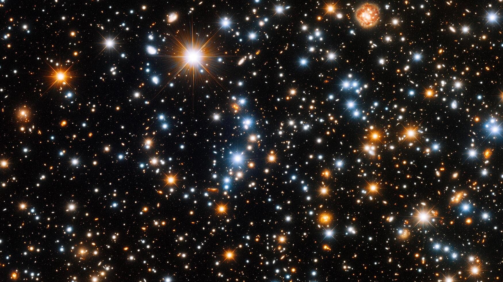 A stunning cosmic scene with numerous stars and galaxies, a vibrant display of the universe's vastness and beauty in the night sky. photo