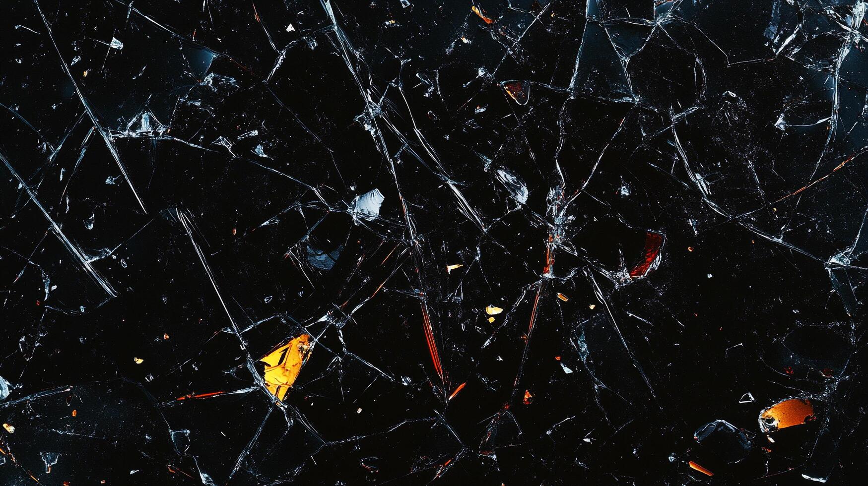 Abstract shattered glass with sharp edges and bright reflections set against a stark black backdrop, creating a fractured, dynamic image. photo