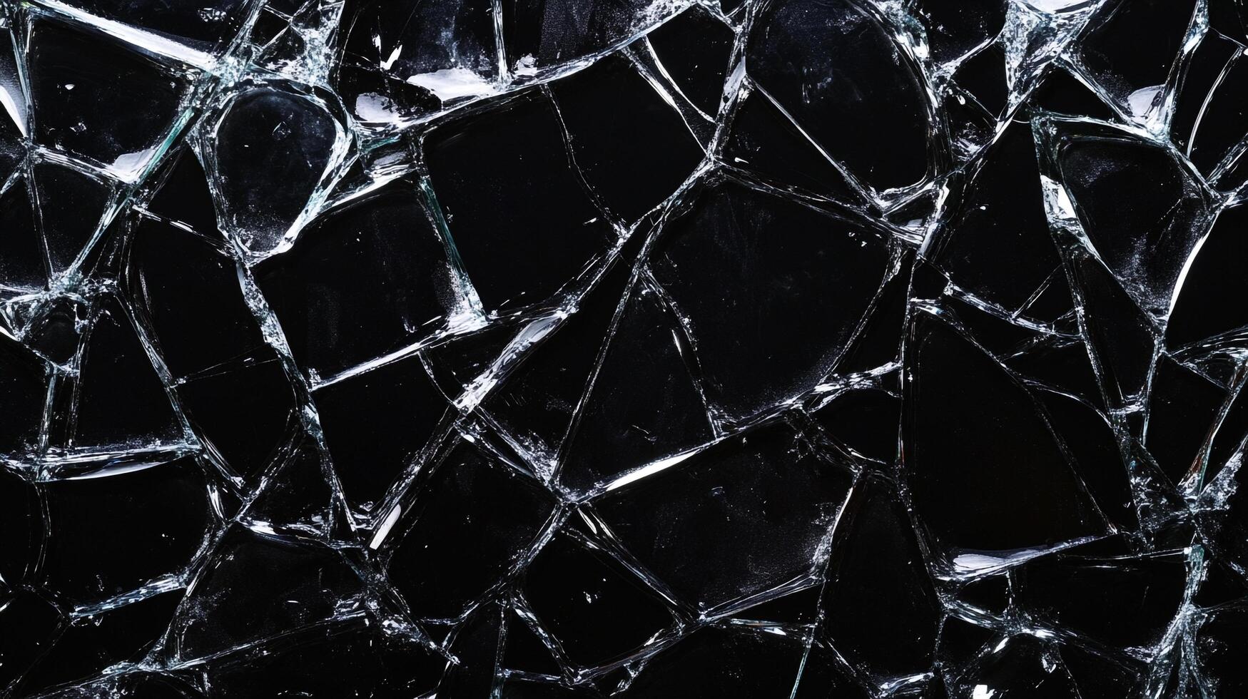 Shattered glass reveals a stark contrast, capturing a moment of fragility frozen in time against an enigmatic black background. photo