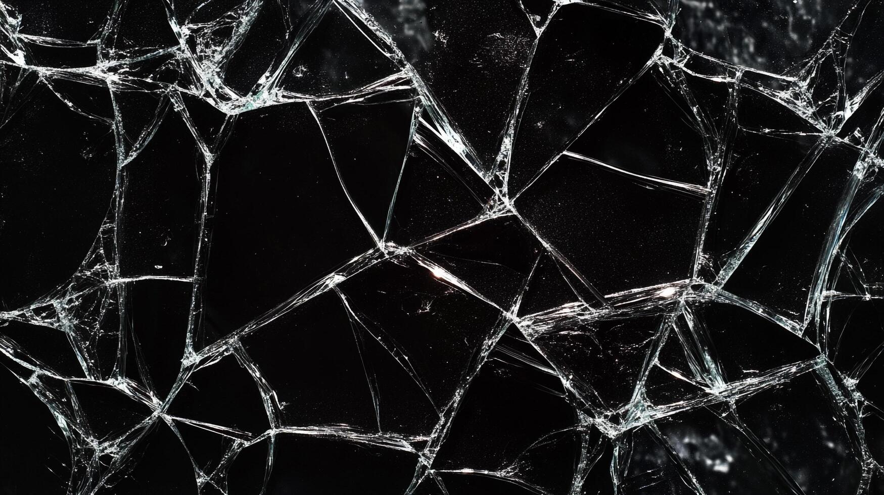 A stark, abstract image of shattered glass against a black background, showcasing sharp edges and a sense of fragility. The fractured pattern. photo