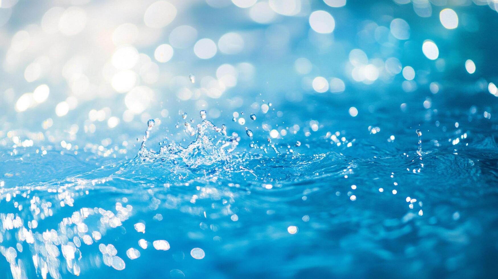 Serene water surface with light reflecting and sparkling, showcasing fluid dynamics and captivating visual texture with a bokeh effect. photo