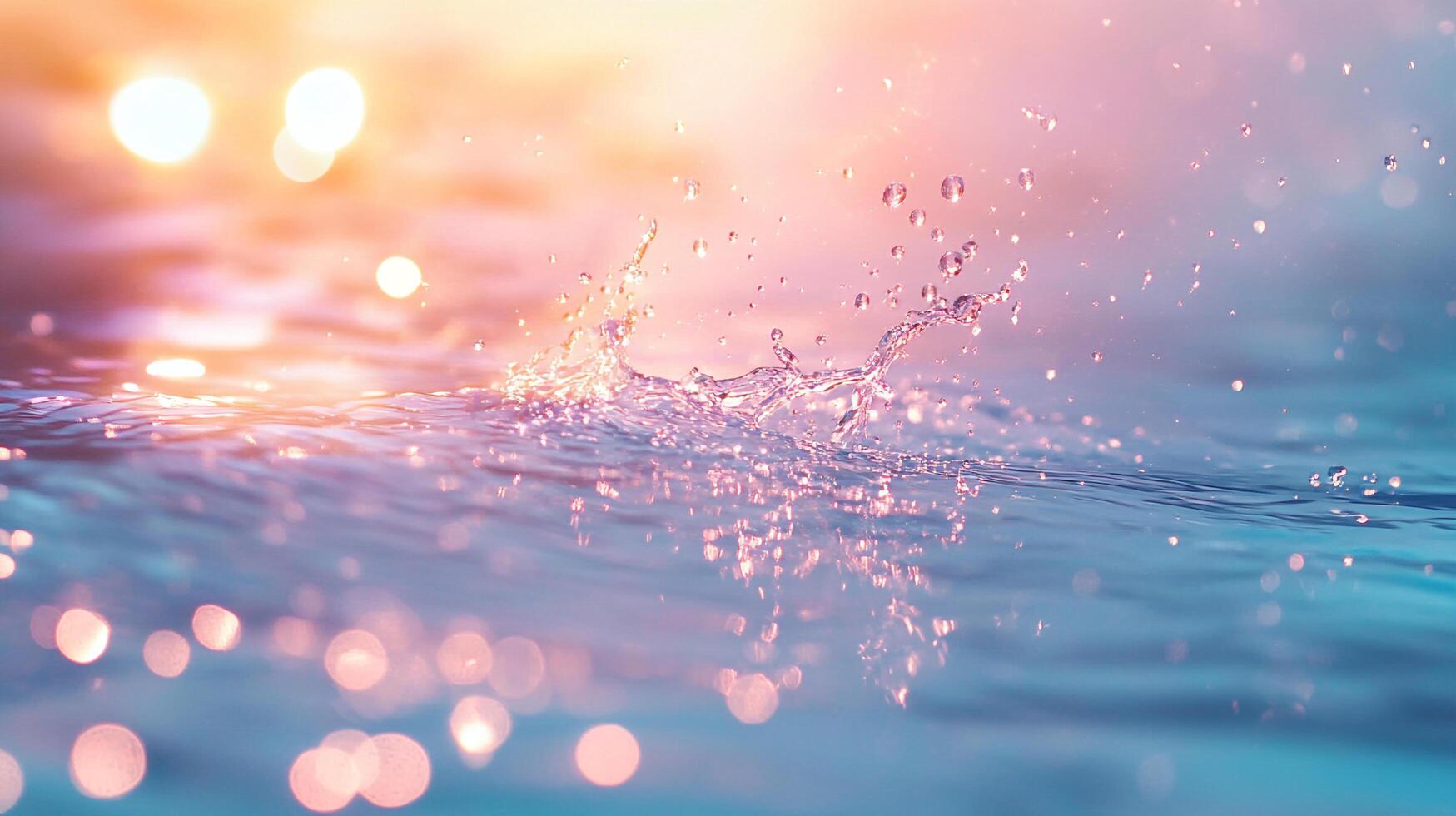 A close-up shot of water splashing, backlit by sunlight, creating a dynamic and visually appealing scene, showcasing movement and energy. photo