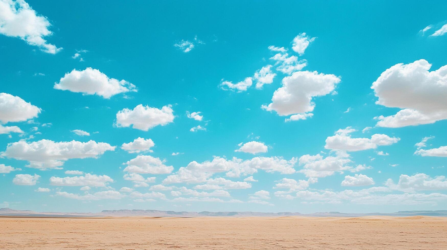 Open skies meet vast land under beautiful clouds. A picturesque landscape of solitude and freedom in a wide, open space. photo