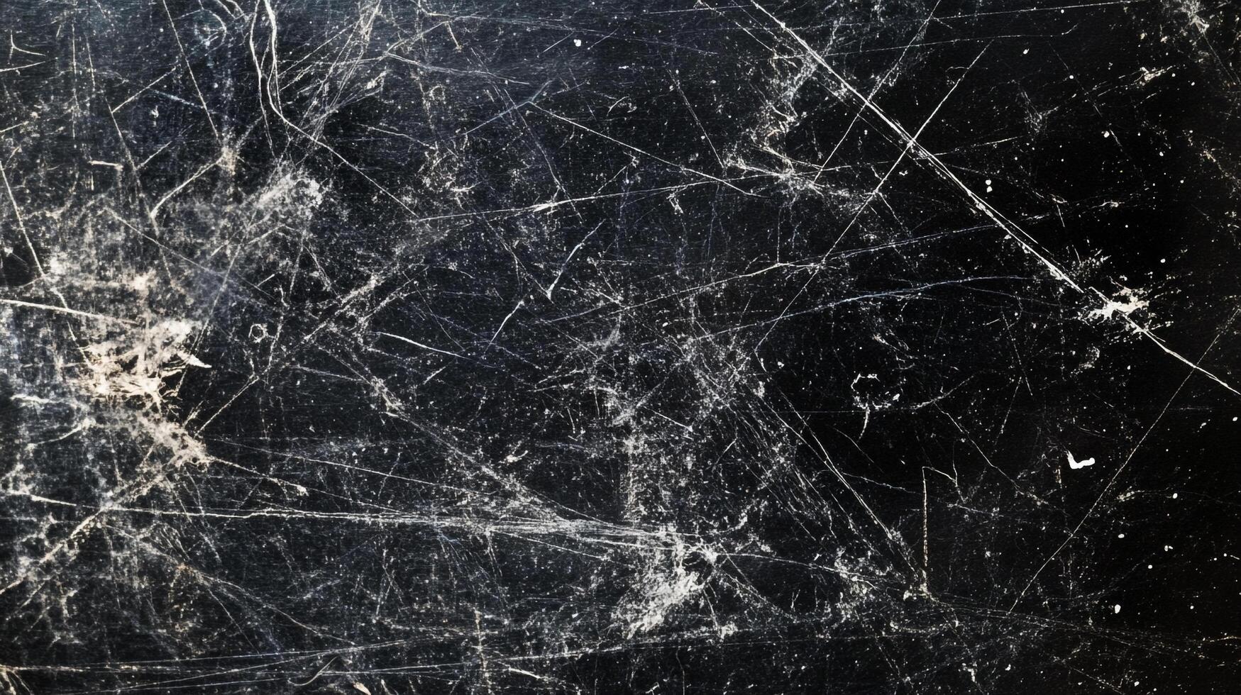 Abstract black surface texture, with scratches and scuffs. Ideal for backgrounds or overlay effects, suggesting age and wear. photo