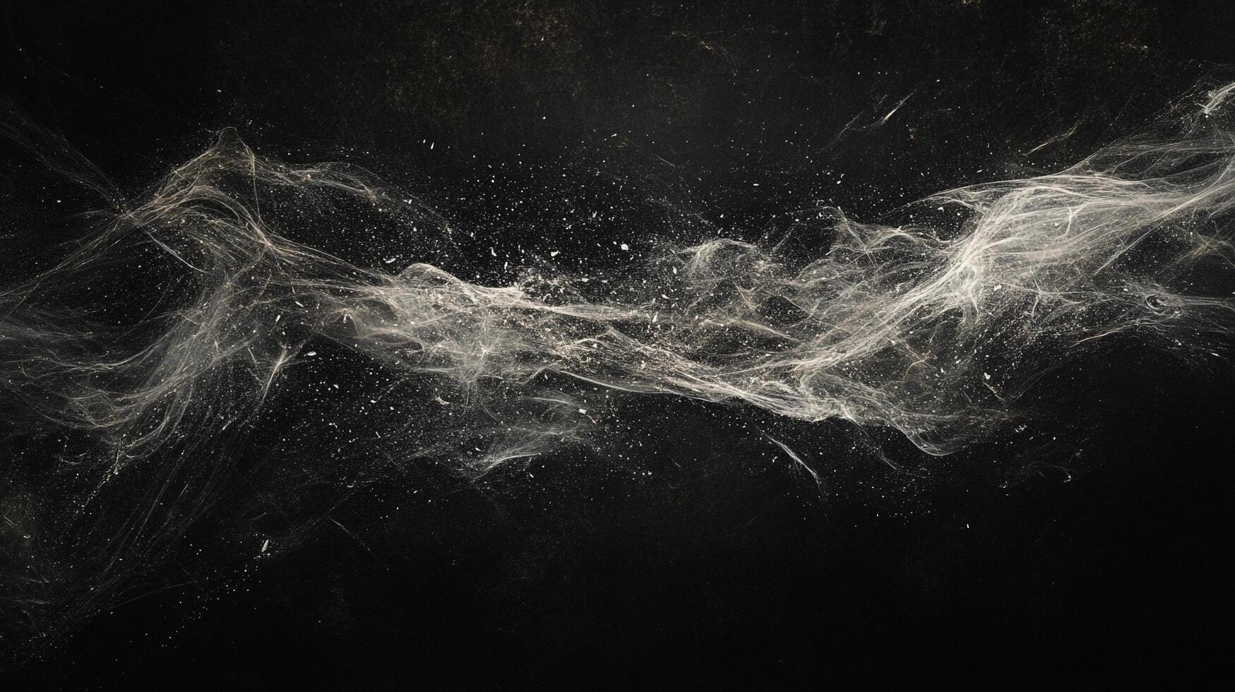 Abstract cloud of particles drifting across a black background, resembling smoke or a nebula, creating ethereal and dreamlike imagery. photo