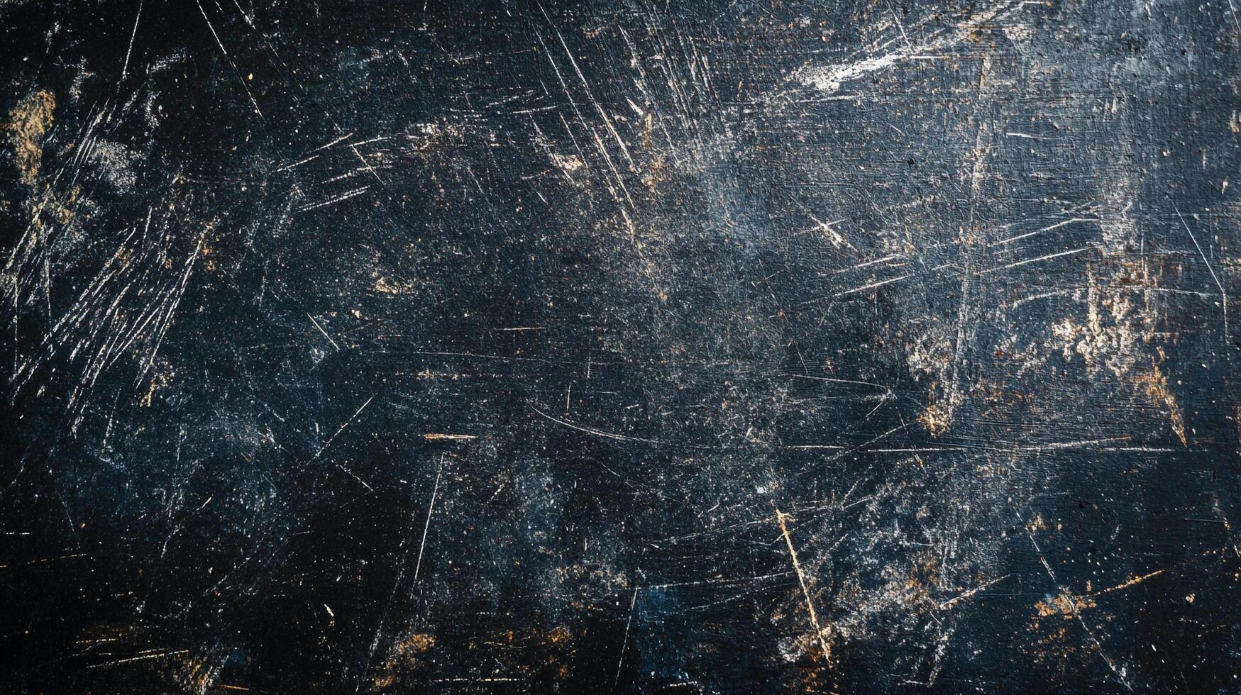 Distressed and scratched black surface with a mix of dark and light tones, showing signs of wear and age, creating a textured and rugged feel. photo