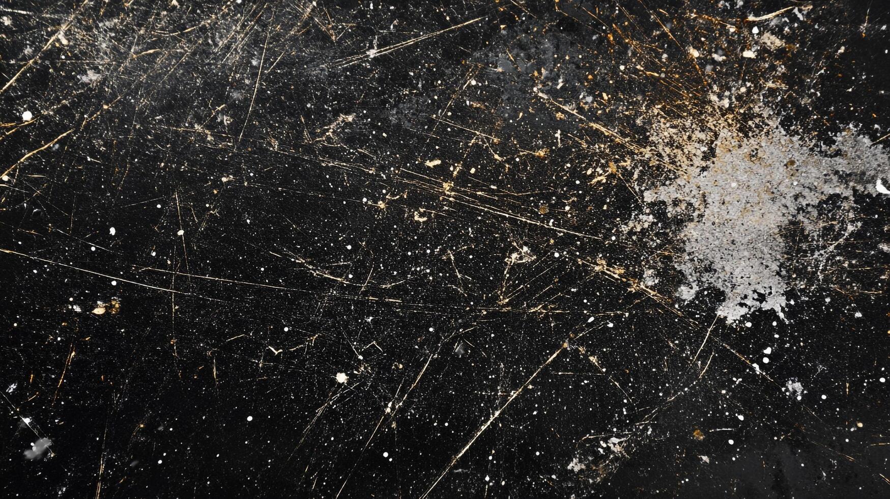 Dark, textured background with scratches and splatter, creating an abstract and dynamic surface. Spots, lines, and depth. photo