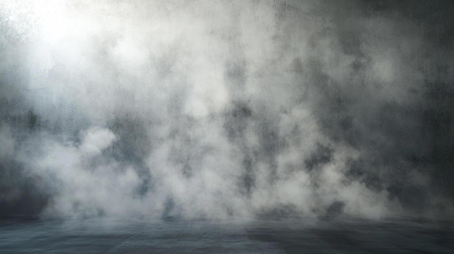 A hazy, atmospheric scene featuring soft, billowing smoke or fog against a dark, textured surface, creating a sense of mystery and depth. photo