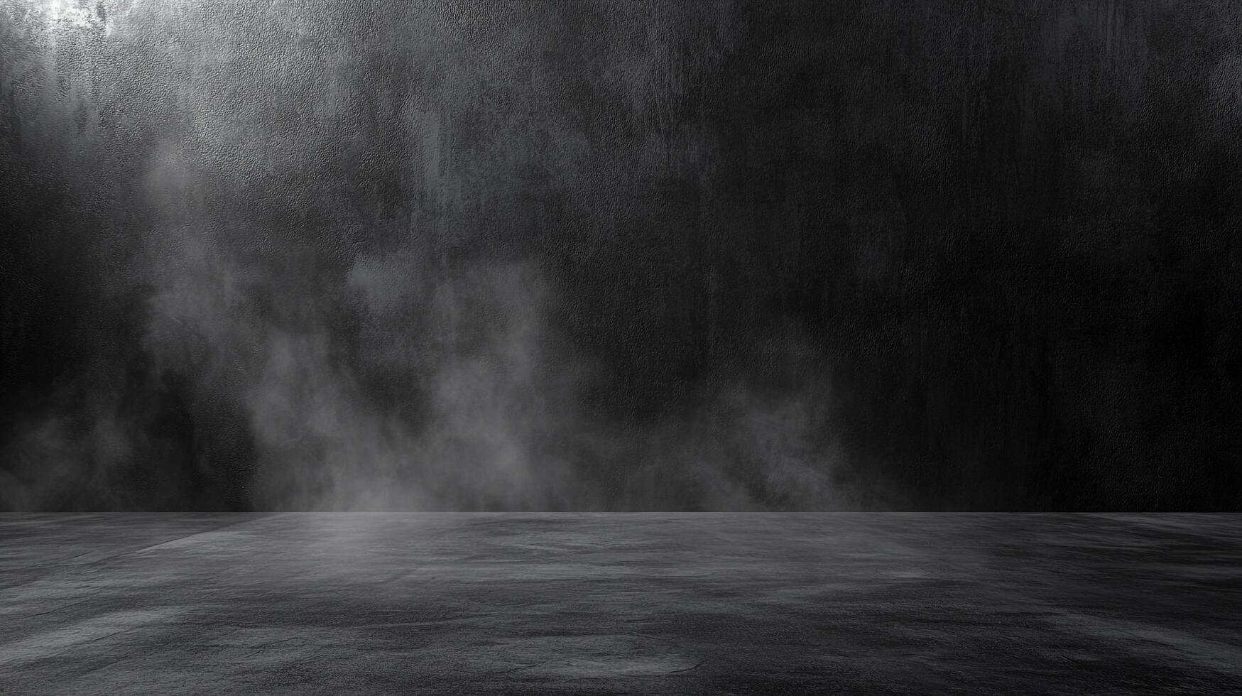 A stark, textured, dark grey wall and floor setting with soft hazy mist for atmospheric depth and visual interest. Ideal for product presentations. photo
