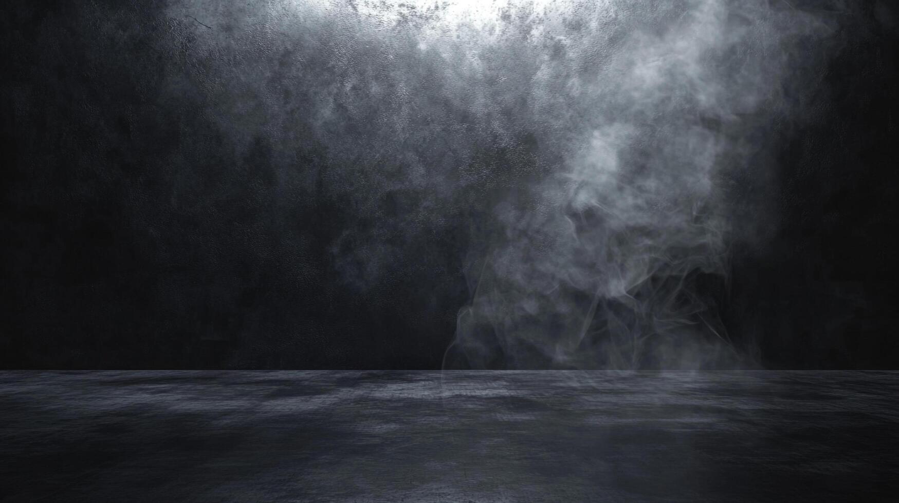 Dark, moody stage backdrop with smoke and dramatic lighting. Texture and atmosphere create a unique abstract scene, perfect for highlighting a product. photo