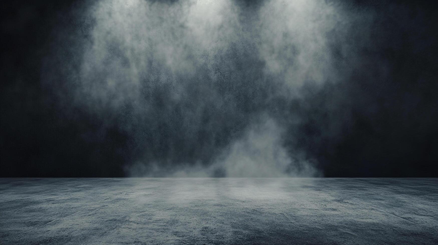 Dramatic scene with smoke-filled backdrop. An evocative stage with atmospheric lighting sets a mysterious, captivating presence. photo