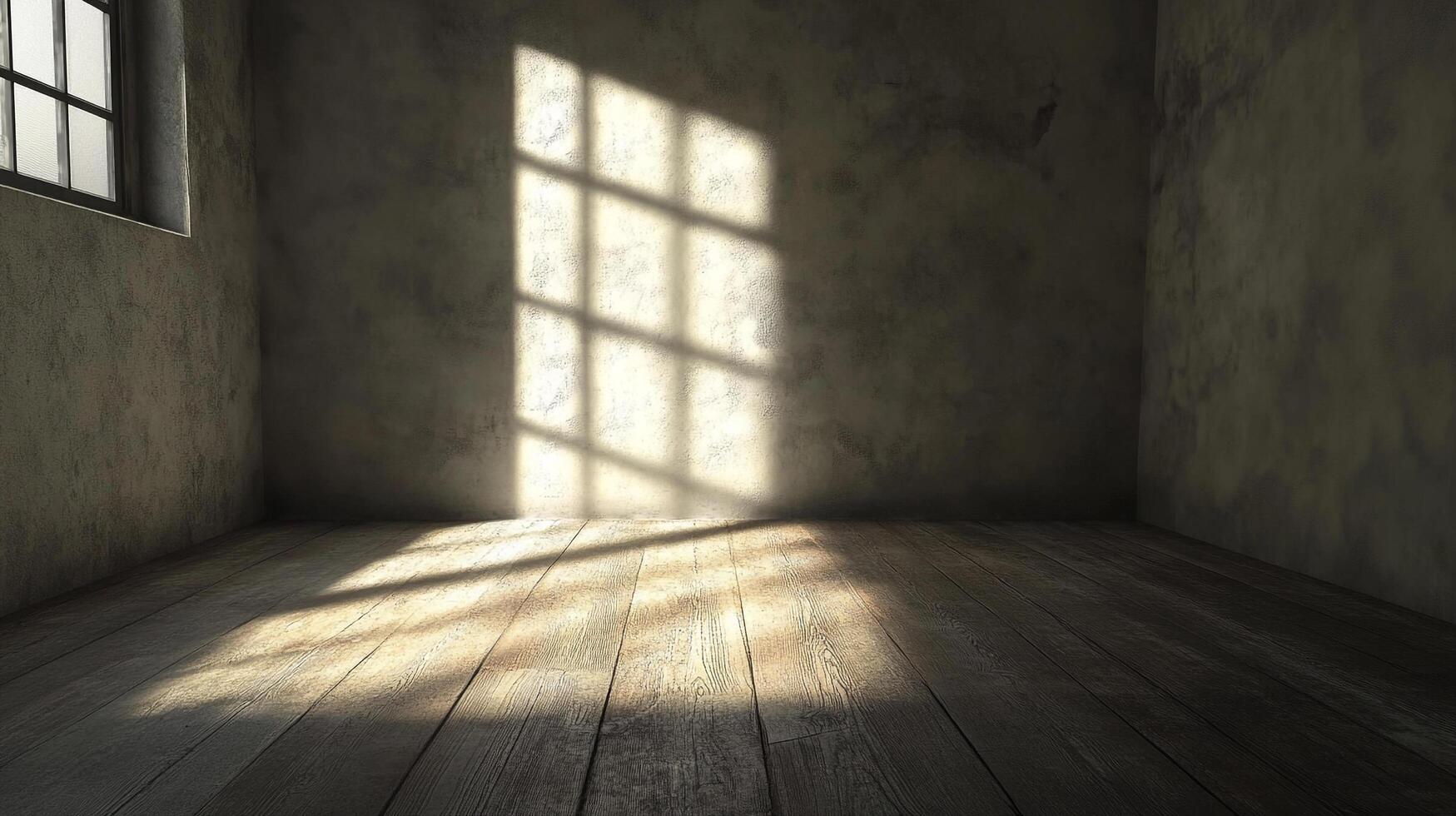 Sunlight streaming through a window illuminates the quiet, empty room, creating an inviting ambiance with a sense of serenity and peace. photo