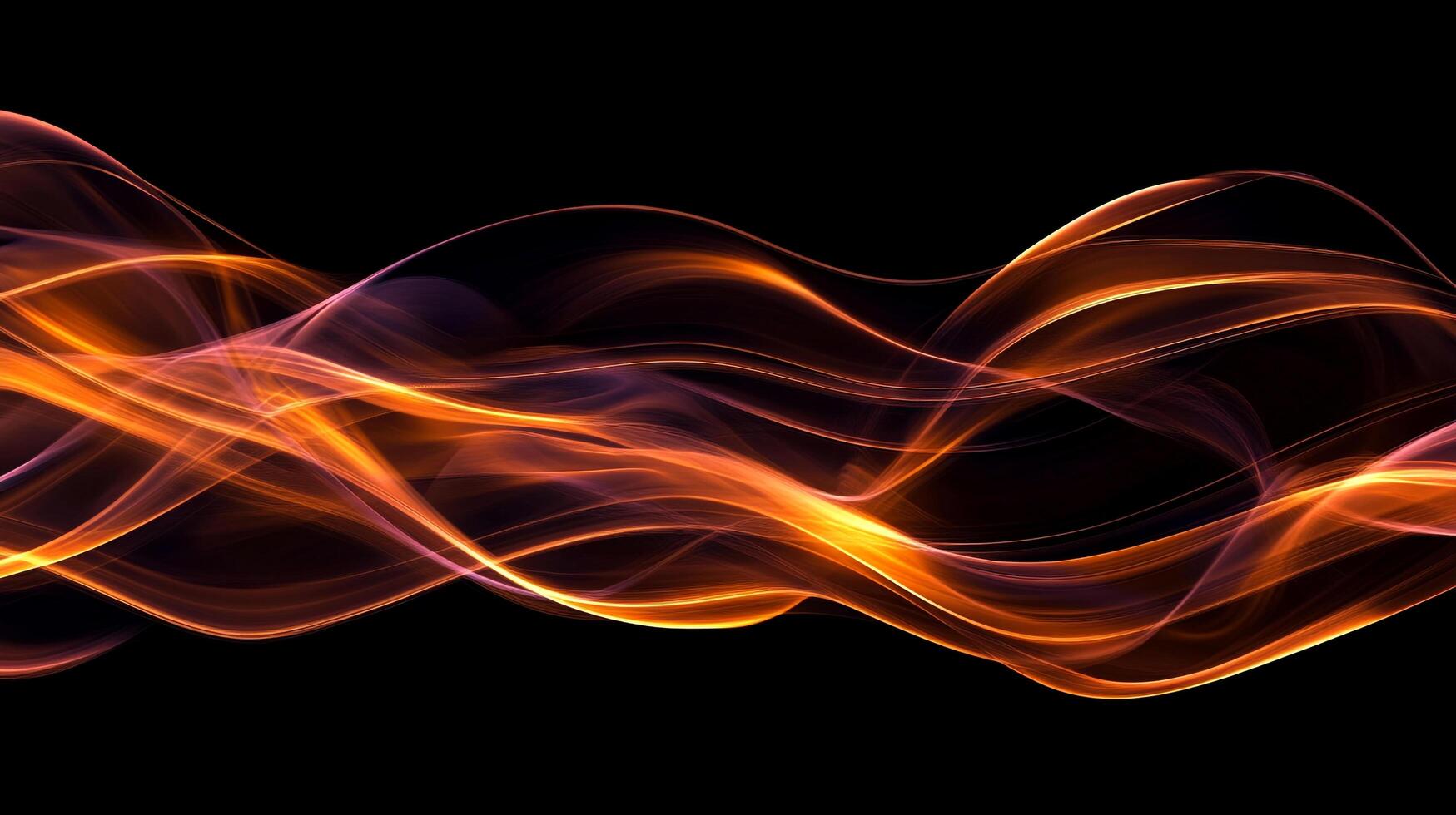 Abstract waves of fiery orange and purple light swirl across a black background, creating a dynamic and mesmerizing visual effect. photo