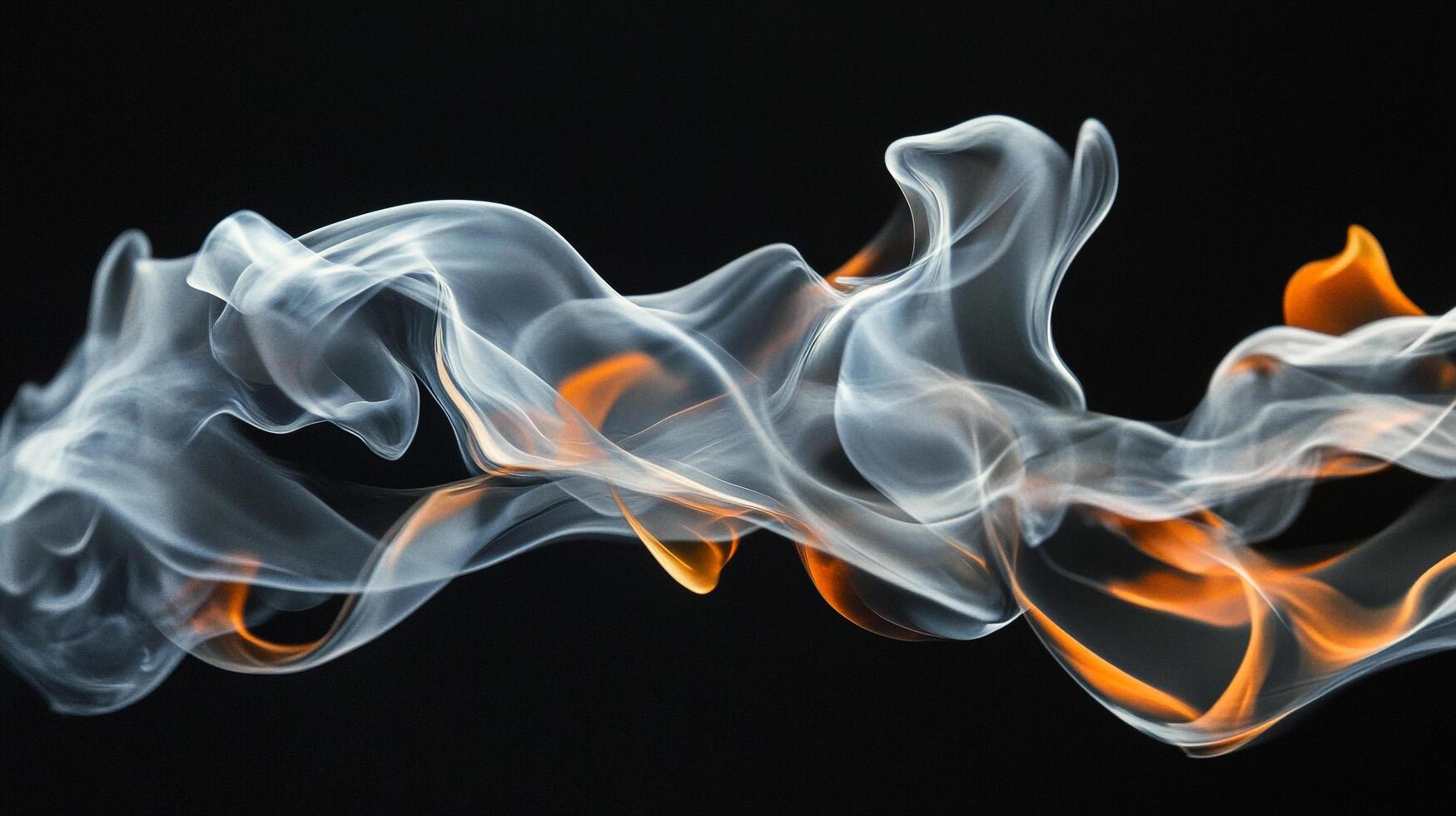 Abstract art of graceful wisps of smoke and flame creates an elegant dance of light and shadow, a visual symphony of fire and air. photo