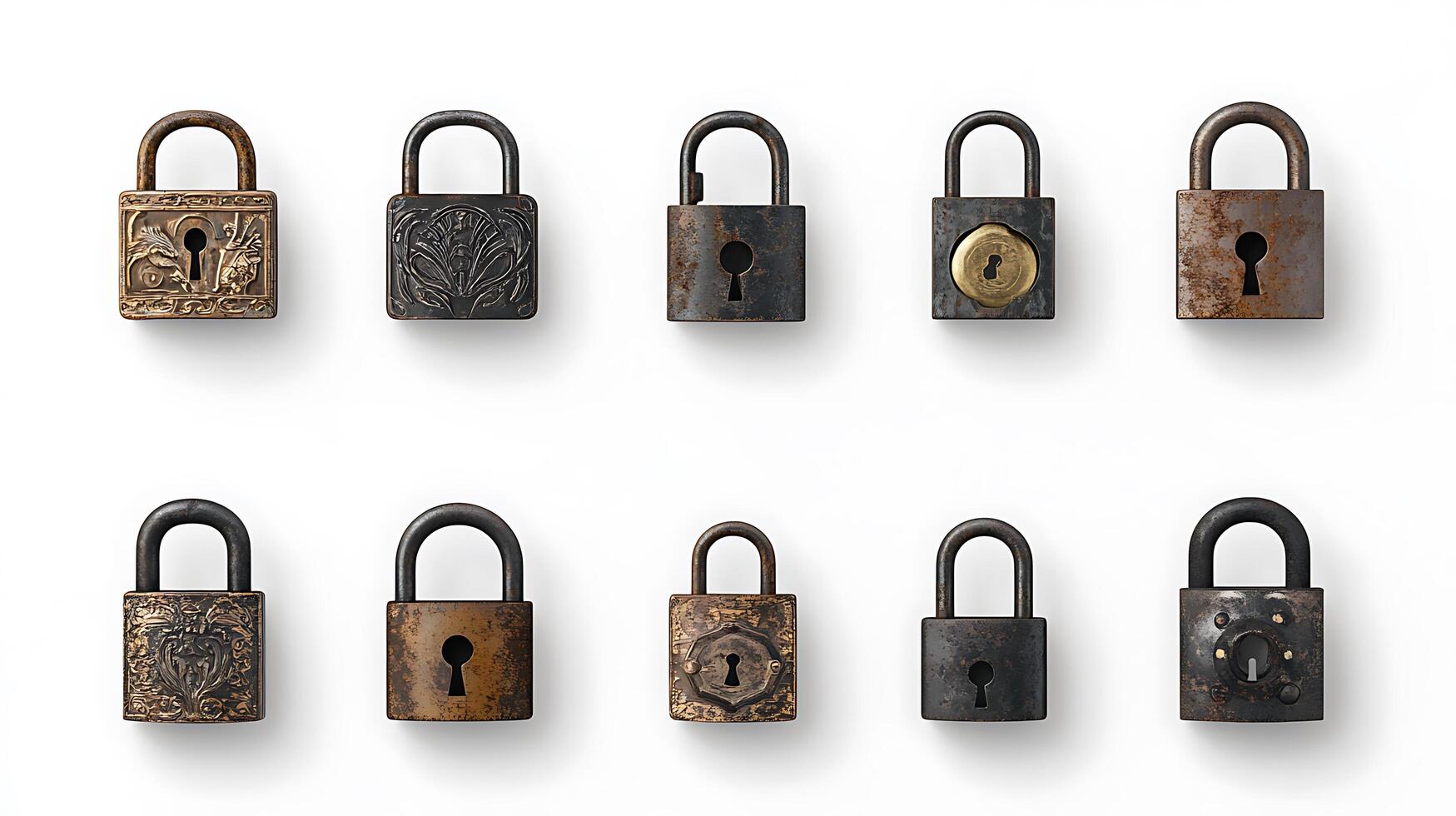 A collection of antique padlocks photo