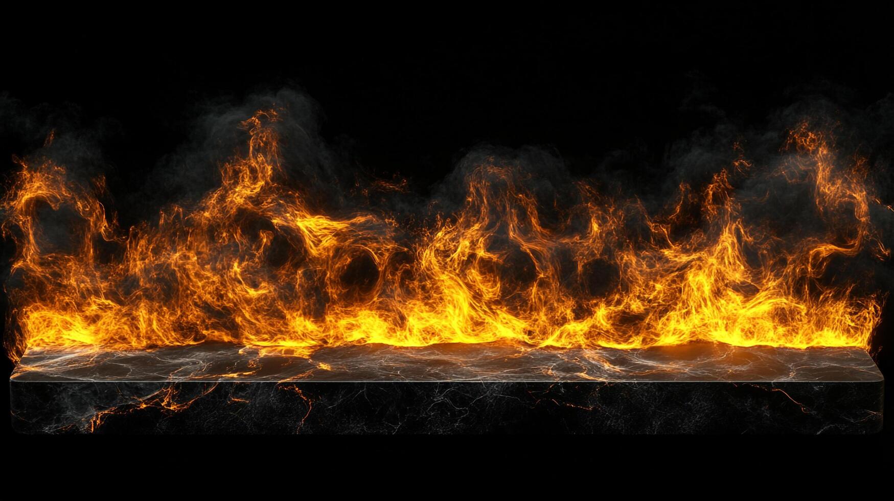 Fiery abstract with smoke and dark surface, capturing the essence of power and intensity in a visually striking, dynamic composition. photo