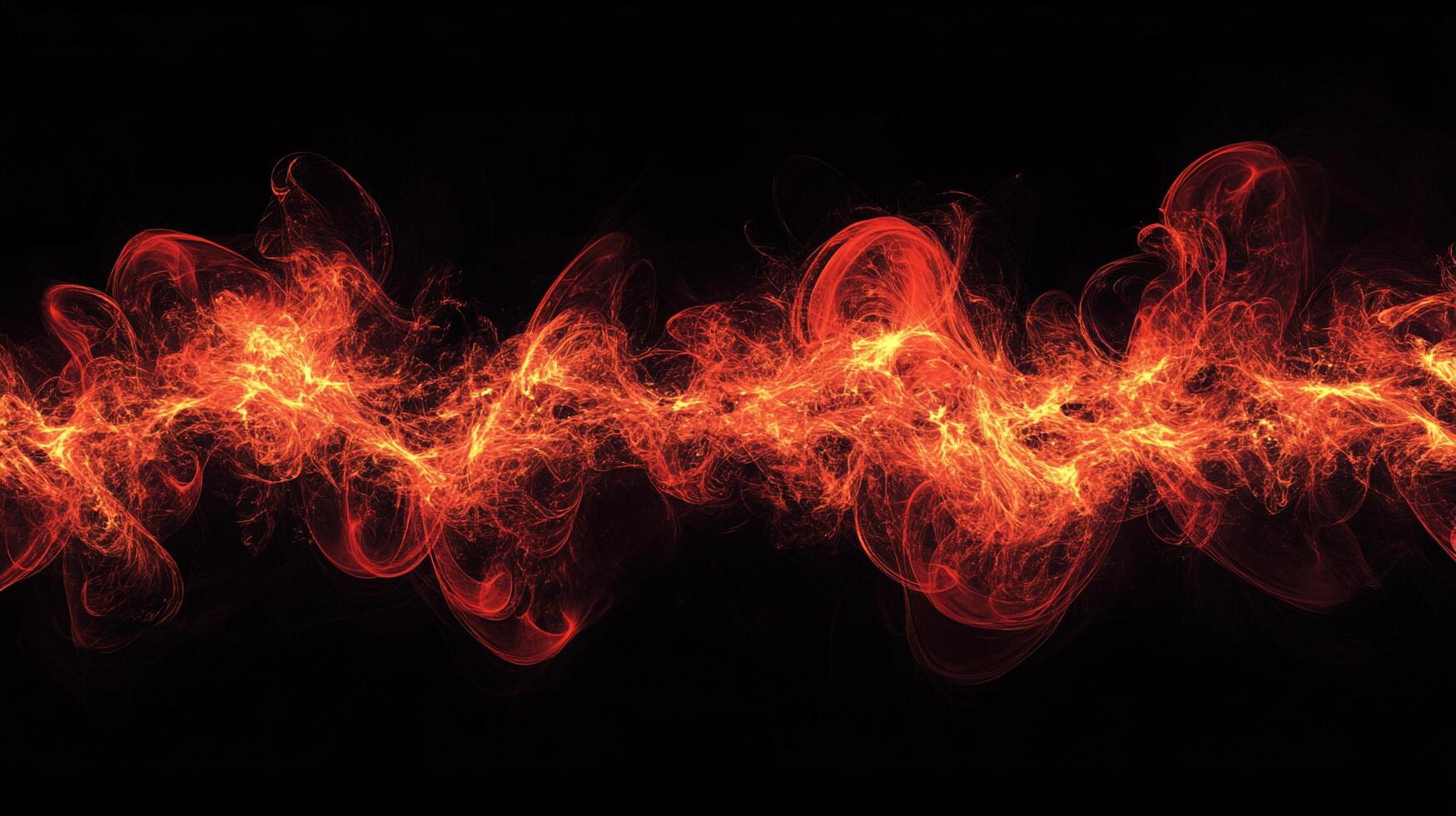 Fiery abstract pattern of swirling orange and red energy with a fiery glow against a black background creates a dynamic visual effect. photo