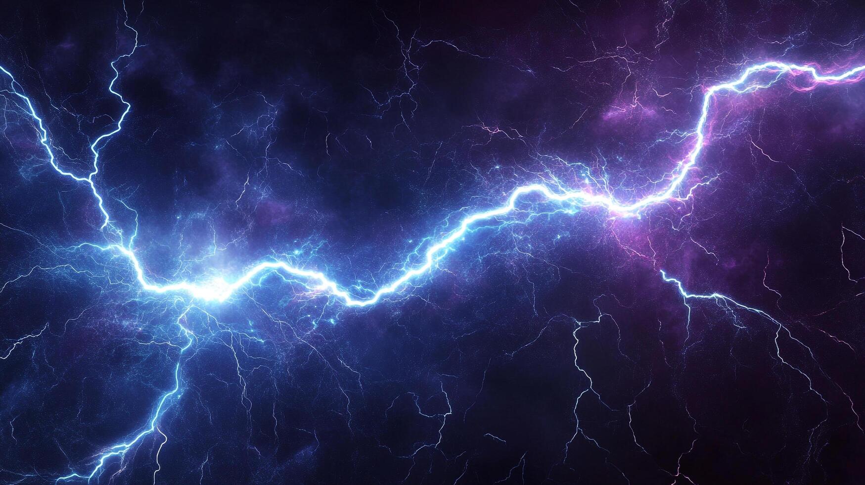 Electric charge illuminates the stormy sky, creating a stunning natural light show with bright lightning bolts striking dramatically. photo