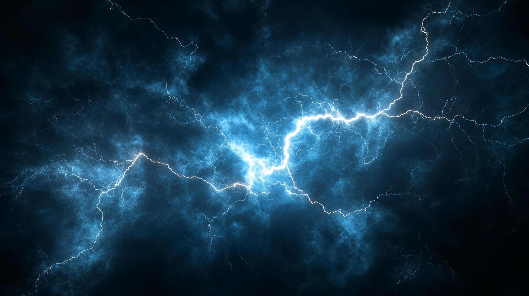 Dramatic lightning illuminates a stormy sky, showcasing nature's raw power and atmospheric intensity with brilliant blue flashes. photo