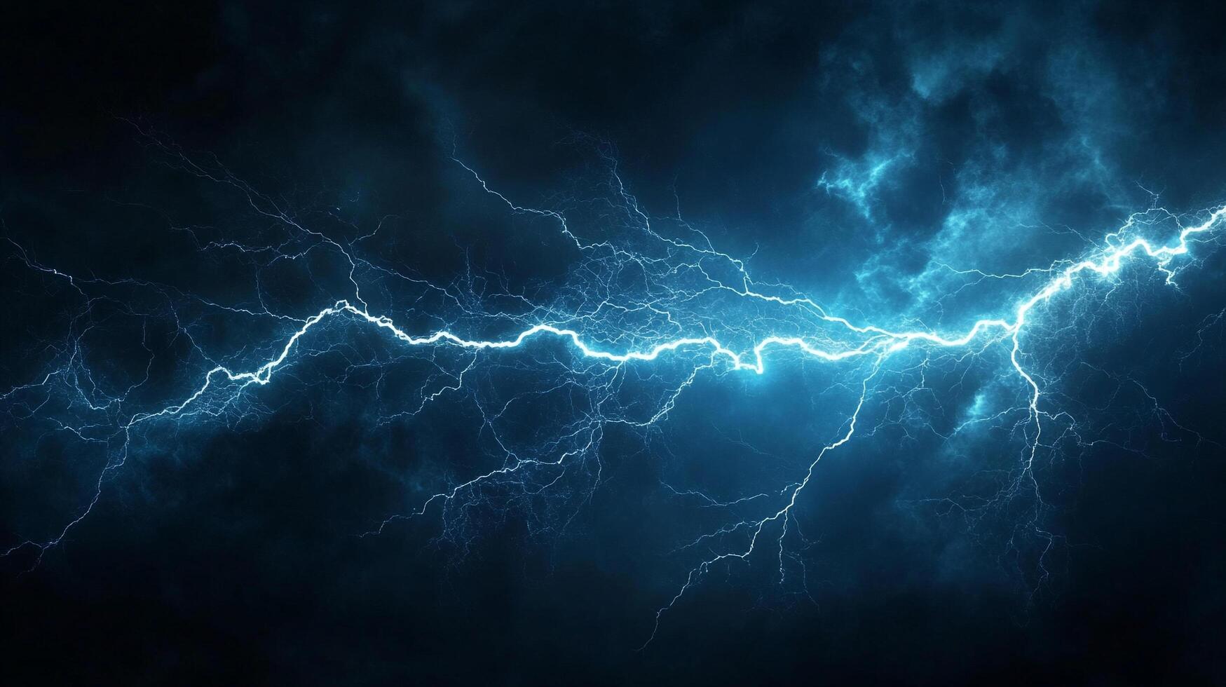 Electric blue bolts illuminate the dark sky in a stunning display of power during a thunderstorm. Nature's energy electrifies the atmosphere. photo