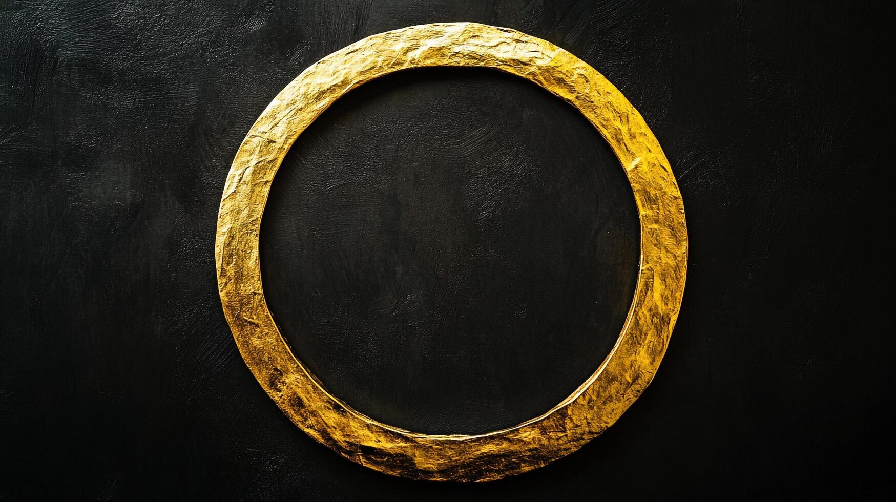 Golden circle on black. The lustrous texture and color of this ring contrast with the deep dark backdrop, creating artful simplicity. photo