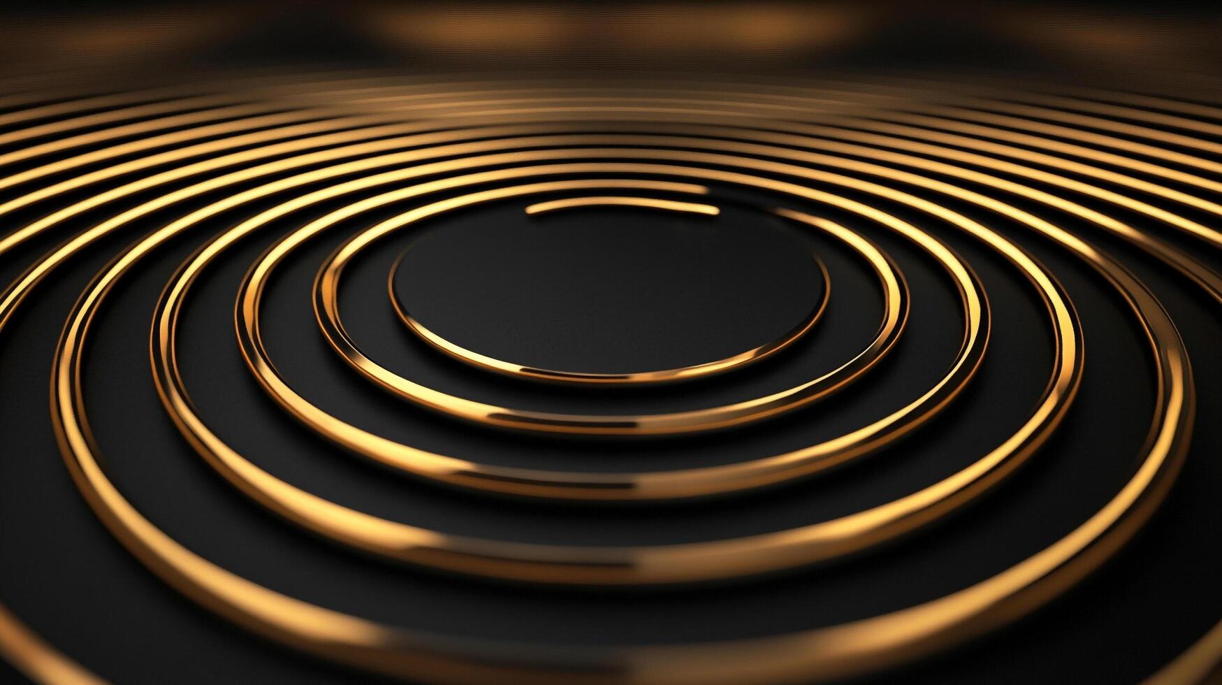 Abstract geometric background of concentric golden circles glowing against a dark surface. Modern, elegant, and minimalist design element. photo