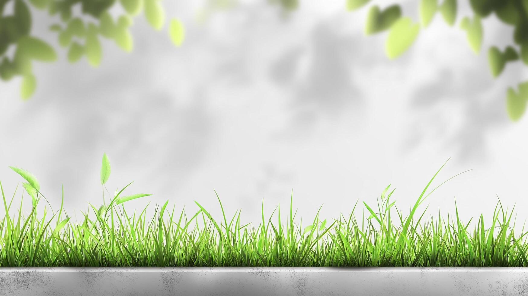 Fresh green grass with soft lighting. A simple scene with potential for adding focus objects, products or text overlays, with a clean presentation. photo