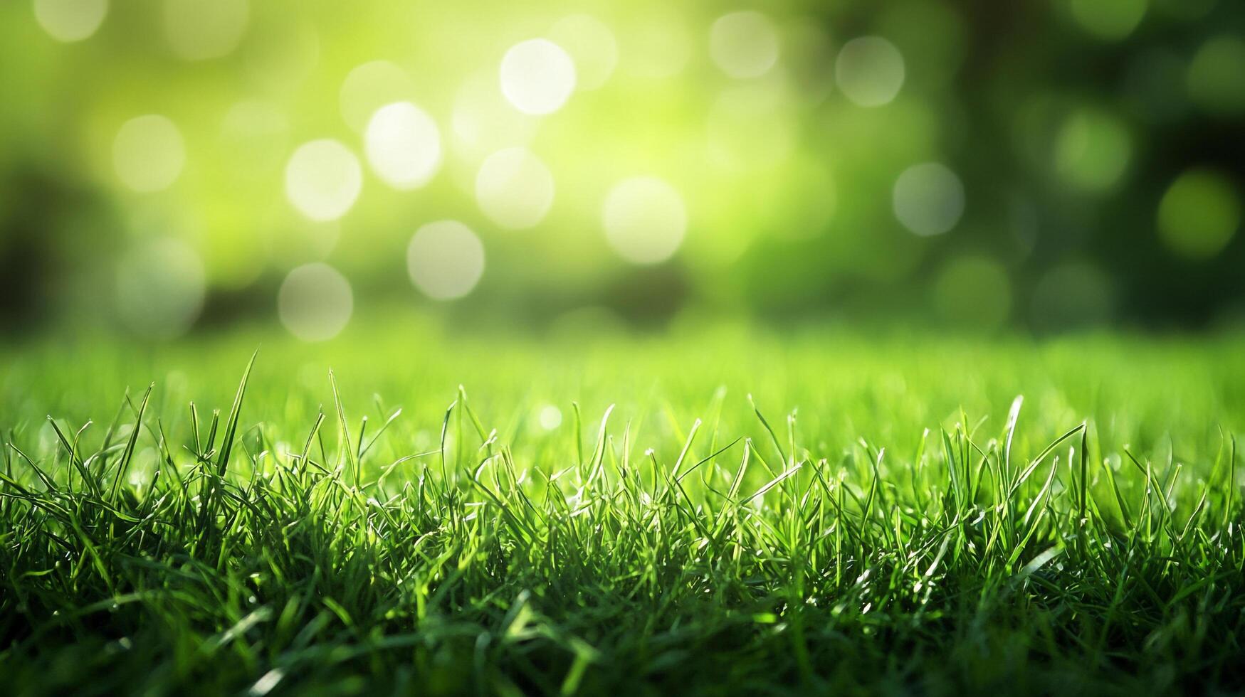 Lush green grass shimmers in the sunlight, inviting barefoot strolls across its soft surface on a warm, summer day. photo