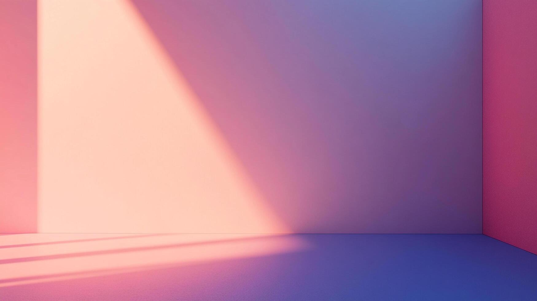 This artistic display features soft gradient walls in vibrant pink and blue hues, accented by gentle light creating an abstract yet soothing visual experience in the room. photo