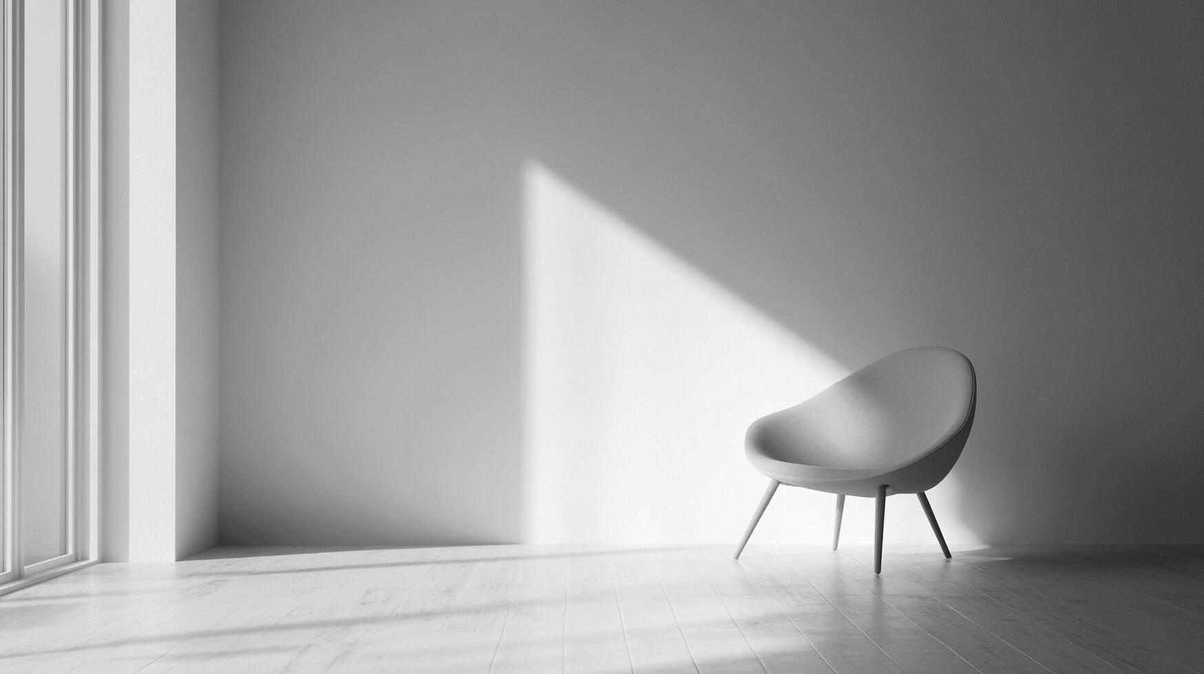 A beautifully styled image featuring a modern chair that emphasizes minimalism and comfort, enhanced by natural light streaming from a nearby window, creating tranquility. photo