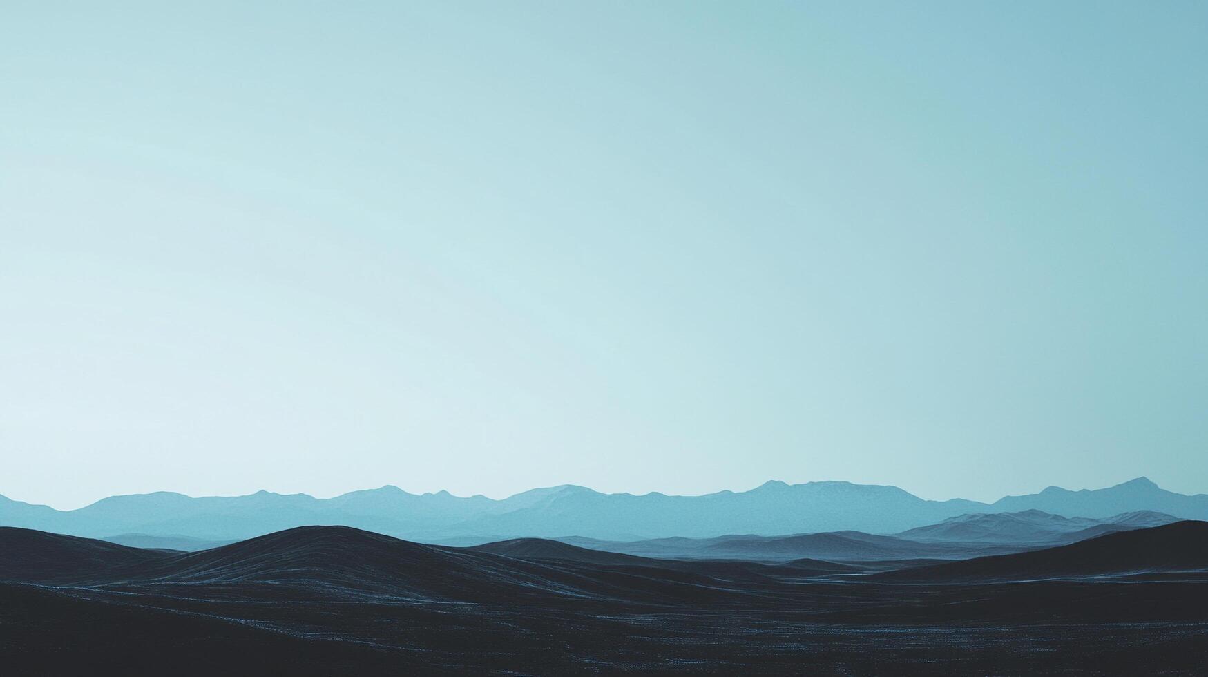 An ethereal landscape showcasing gentle rolling blue mountains under a soft light, creating a sense of calm and serenity that invokes feelings of peace and quietude. photo
