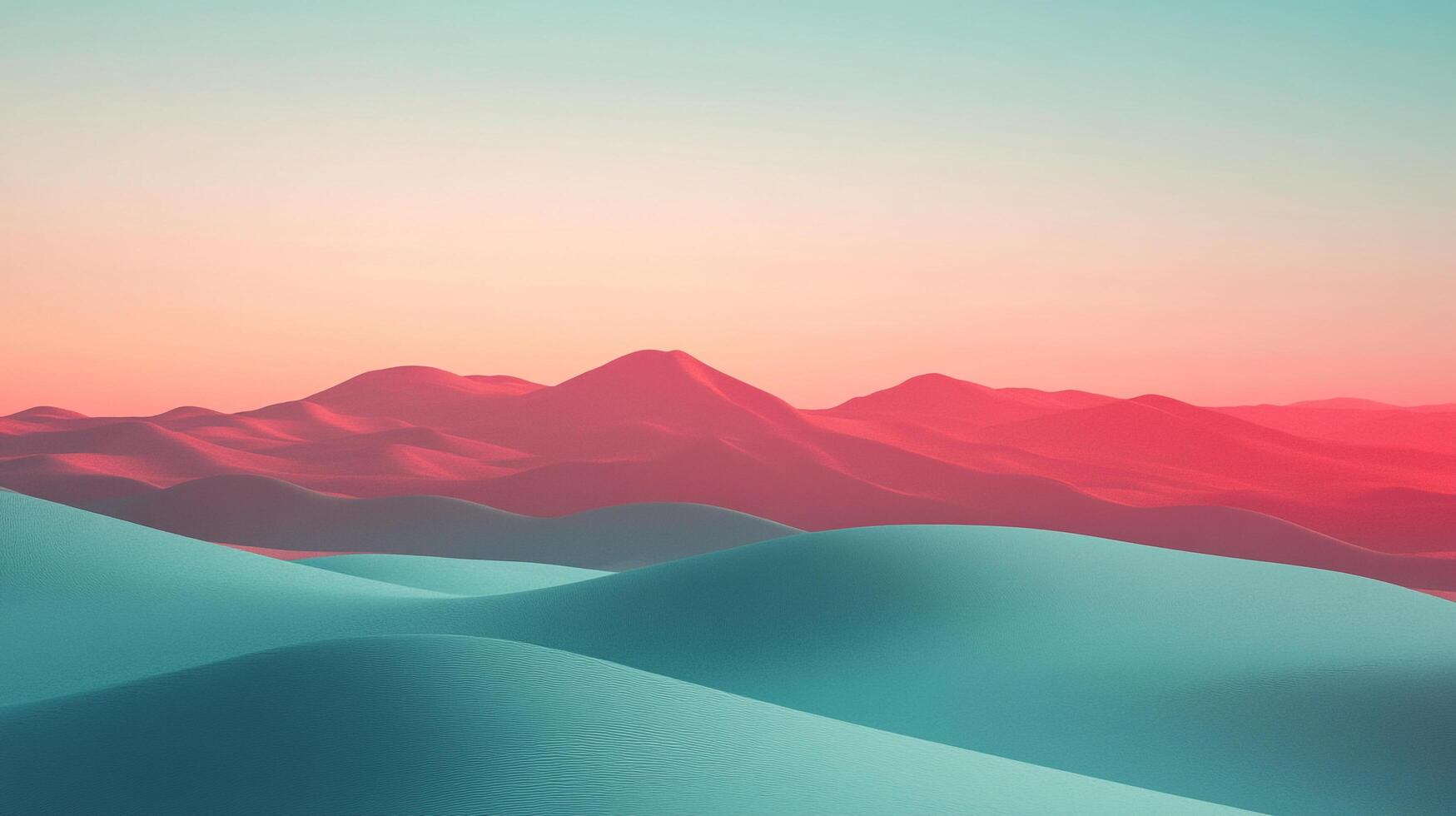 A breathtaking landscape of stylized hills colored in pastel shades, gently blending into the horizon under a soft dusk light, evoking a sense of calm and dreaminess. photo