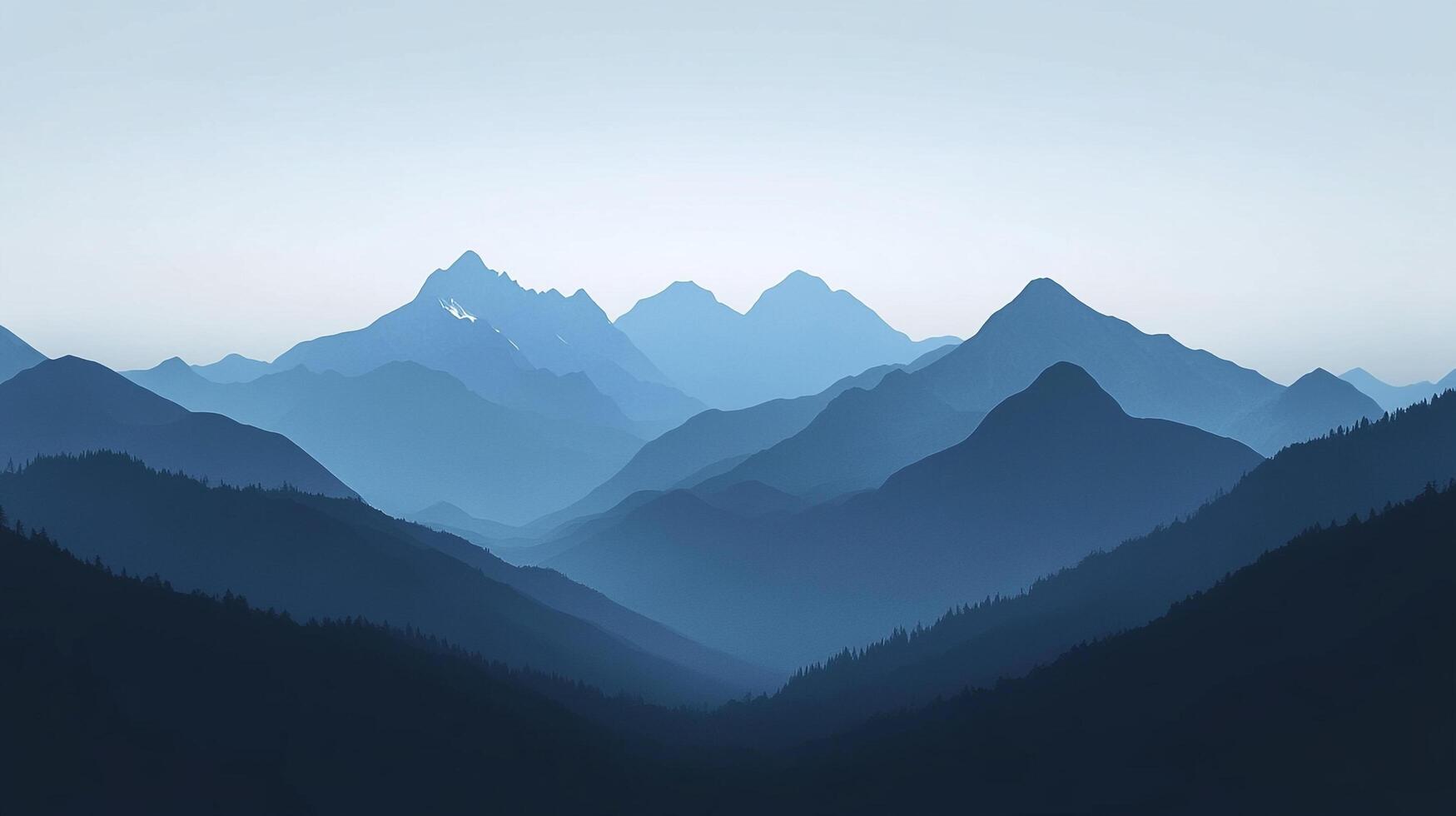 The breathtaking image captures majestic blue mountains with layered peaks, creating a calming and stunning visual experience, reflecting nature's beauty and vastness. photo