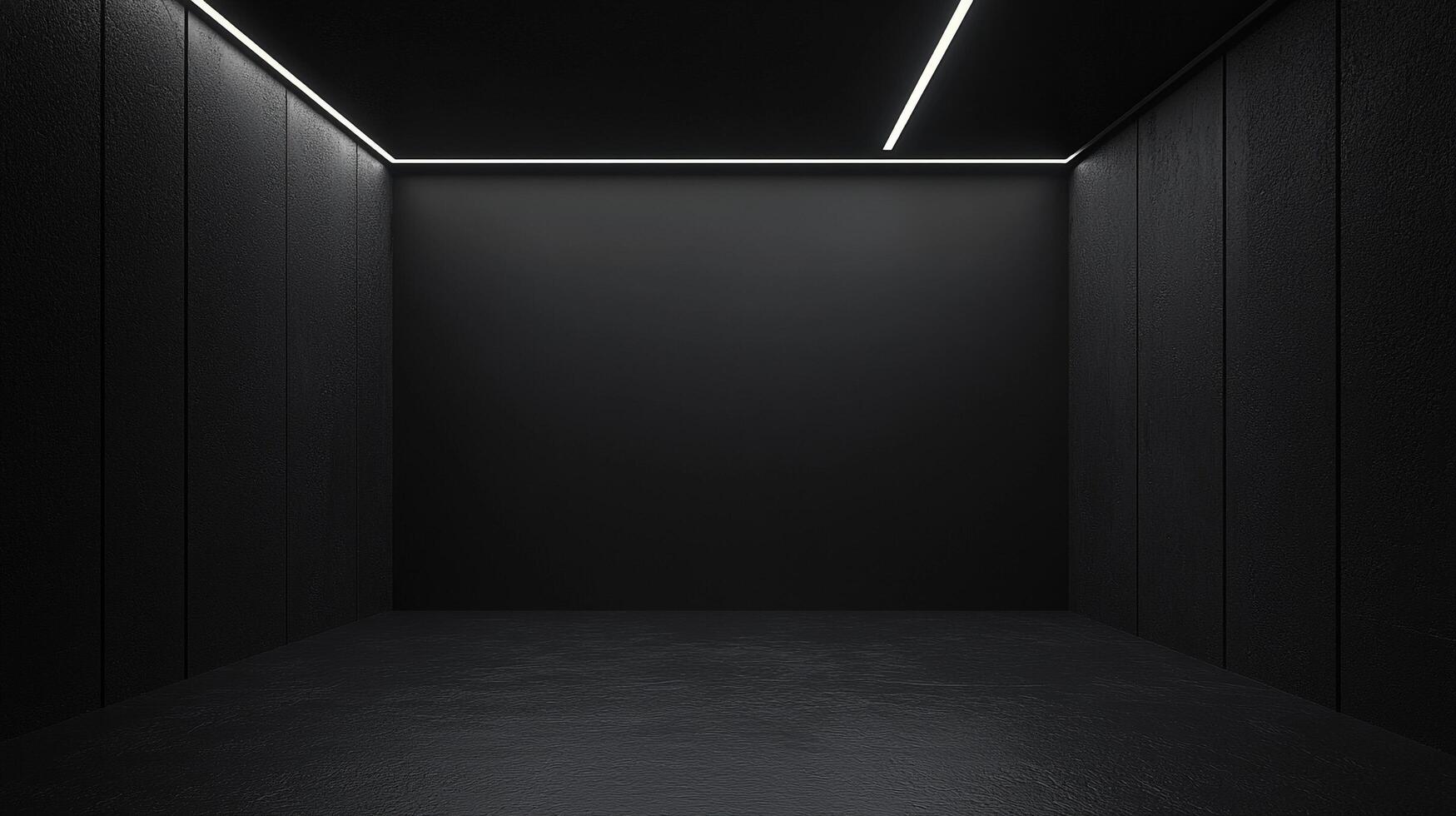 This modern black space features sleek lighting and minimal design, perfect for creating a futuristic and elegant atmosphere suited for various creative and artistic projects. photo