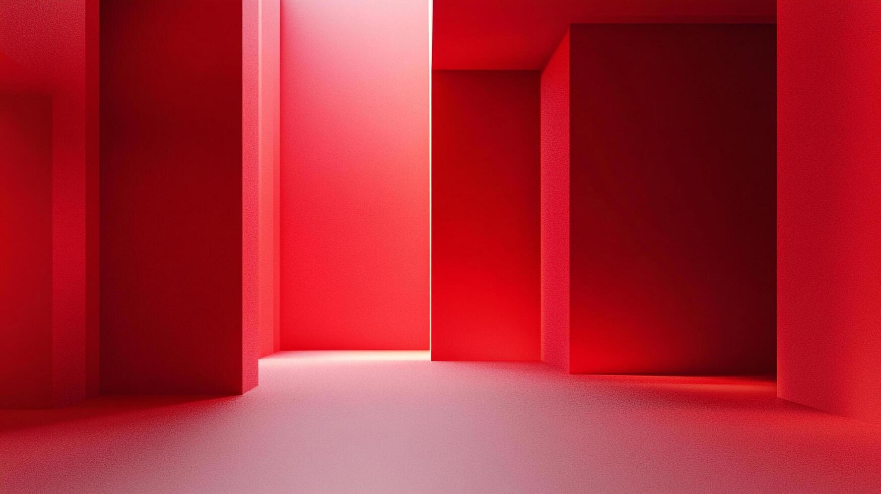 An evocative image of vivid red interior spaces characterized by bold geometric shapes and angles, inviting viewers into a passionate and innovative world. photo