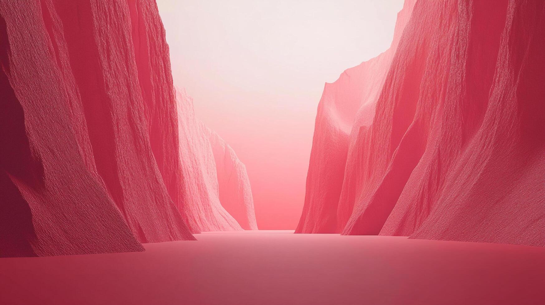 A captivating surreal landscape featuring deep crimson canyons under a soft light, evoking a dreamlike ambiance that invites contemplation and introspection into nature's beauty. photo