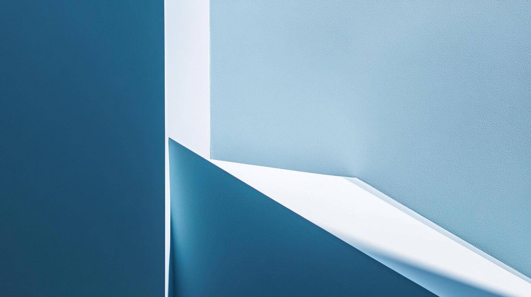 An intriguing blue corner area highlighting the interplay of geometric shapes and soft light, evoking a sense of calm and creativity in the space. photo