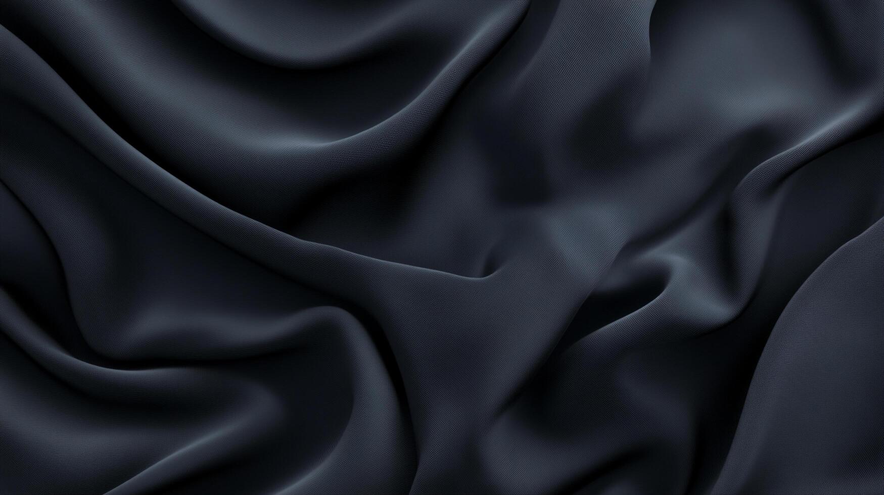A dark satin fabric undulates in elegant waves, creating a rich and dynamic visual, ideal for backgrounds, fashion presentations, and sophisticated design contexts. photo