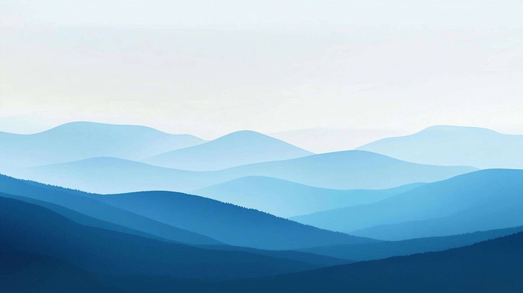 The tranquil image presents soft blue mountains, layered gracefully under a light mist, evoking a soothing sense of peace and connection with nature's beauty. photo