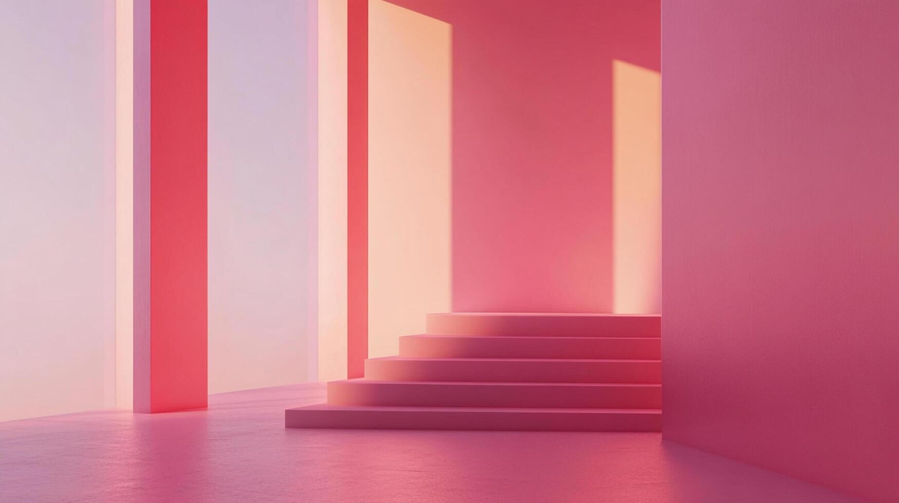 A beautifully designed warm pink interior, highlighted by soft light and elegant textures, providing an inviting space that radiates comfort and positivity. photo