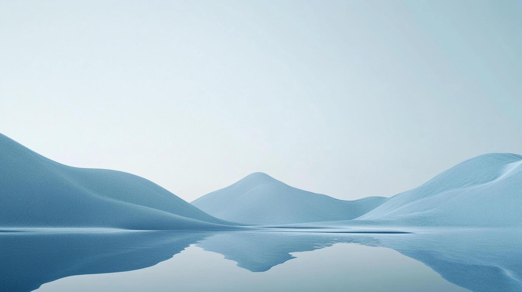 This serene image captures gentle blue mountains mirrored in still water, creating a calm and peaceful scene that invites contemplation and relaxation. photo