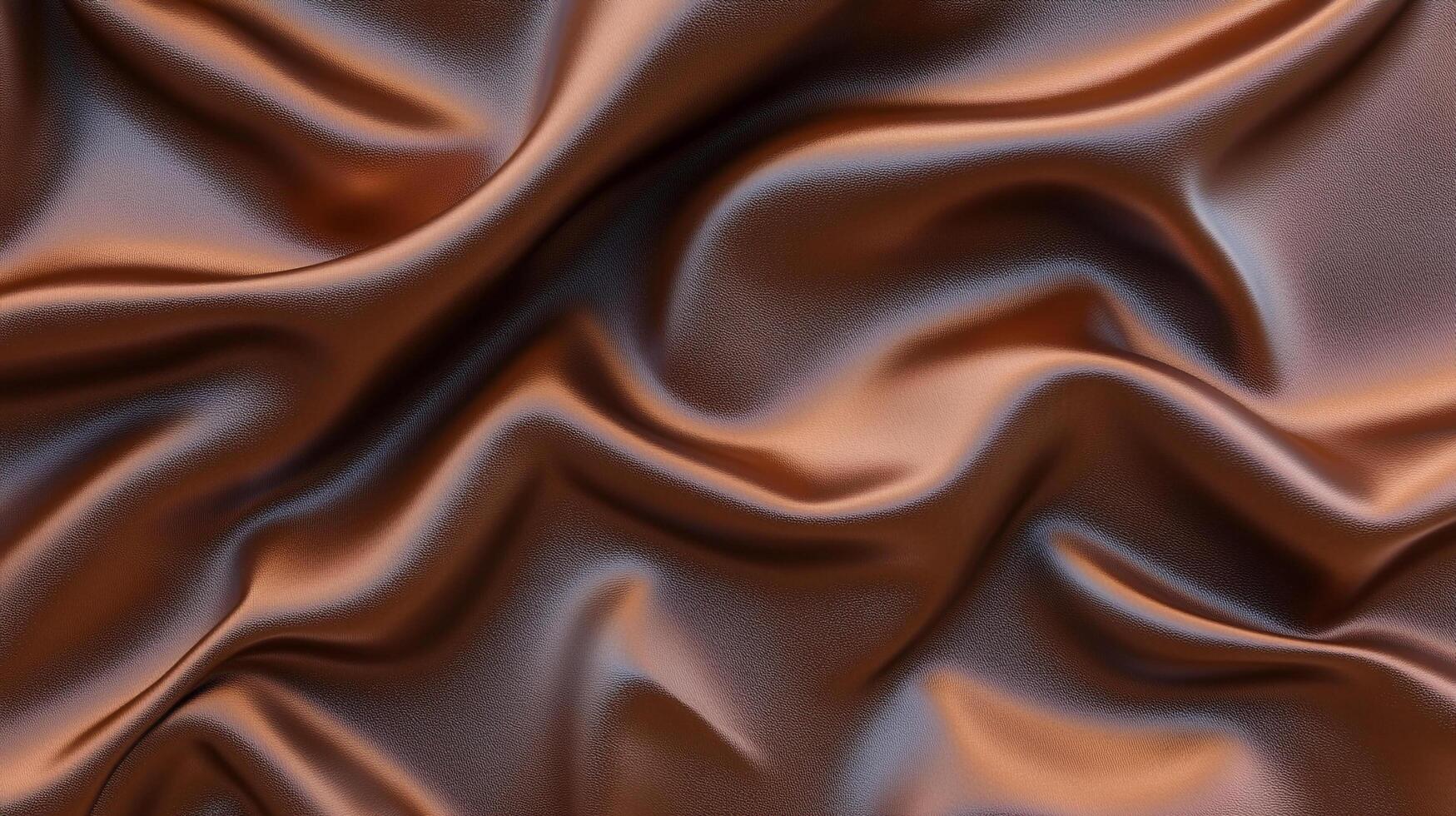 Wavy brown cloth catches light with gentle folds. A textured, soft visual with a rich, earth-toned palette and glossy sheen texture. photo