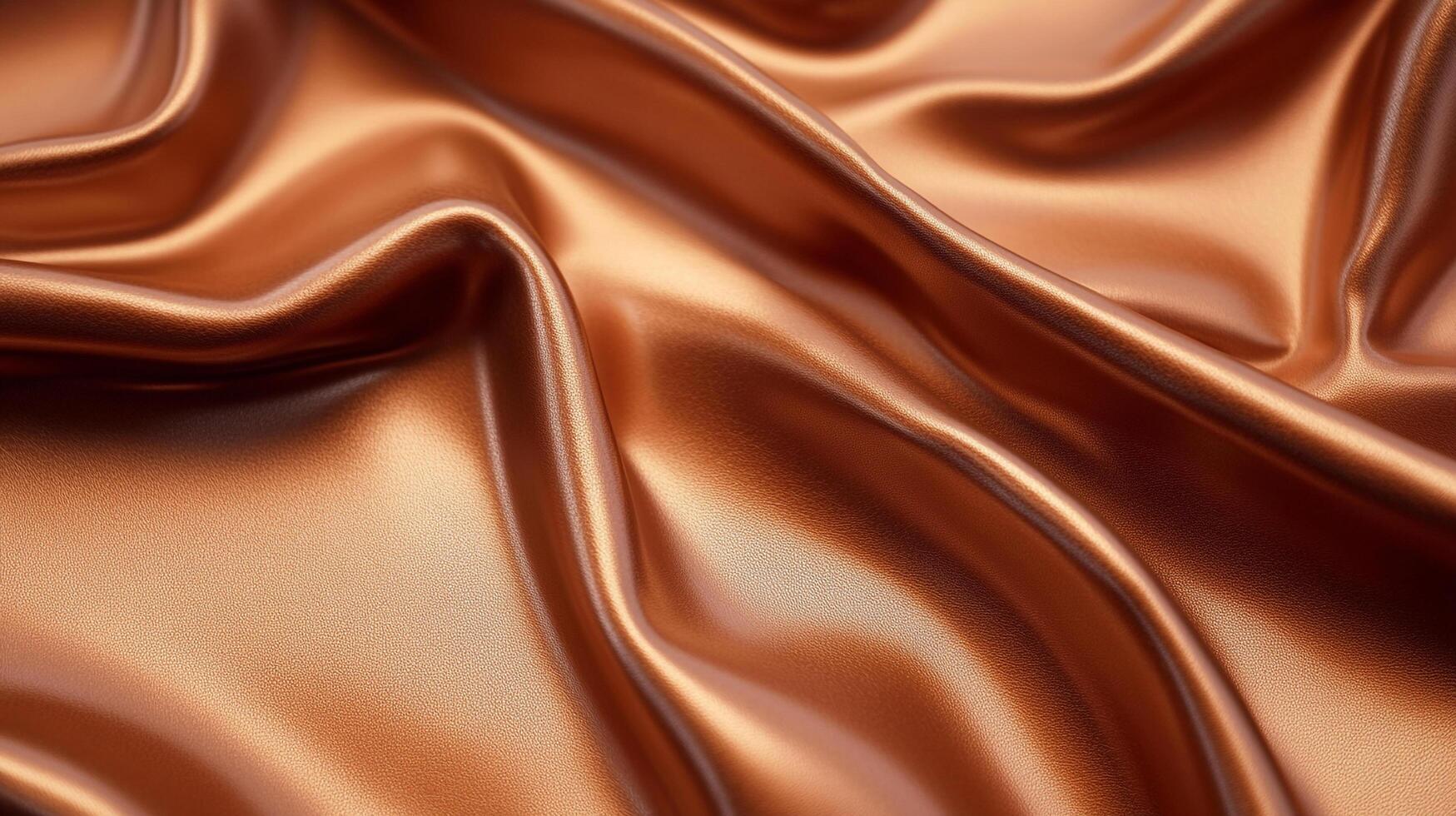 Close-up shot of an elegant bronze fabric. Softly textured and richly colored, the material is draped in flowing folds, light play, bronze hue. photo