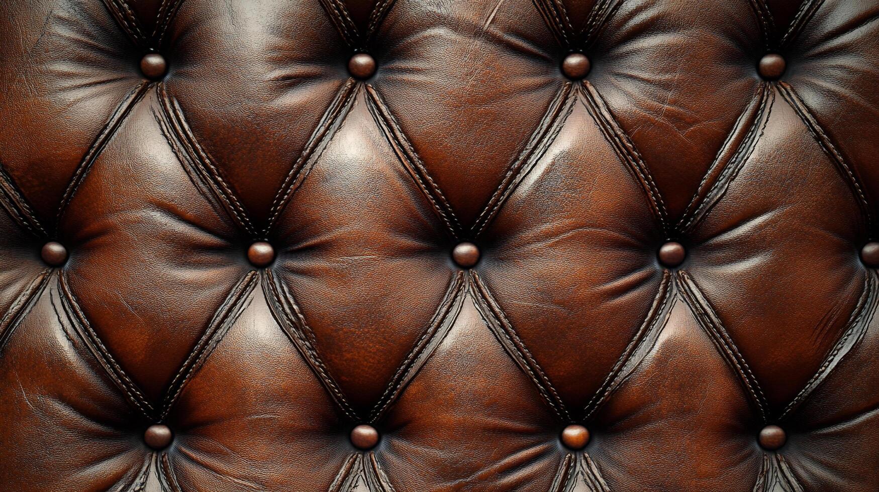 A close-up shot of a luxurious, brown leather surface featuring a diamond-stitched pattern, perfect for adding texture and depth to designs. photo