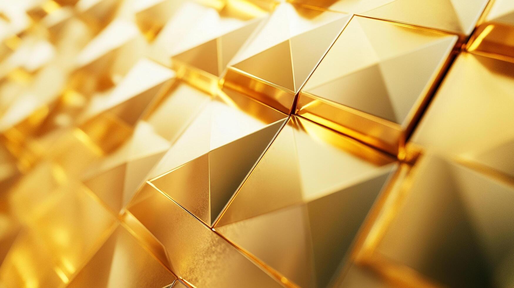 Gleaming gold pyramids create a textured abstract design, catching the light for a visually striking and geometric pattern. photo